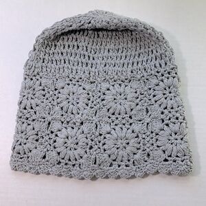 Handmade Crochet Slouchy Beanie Hat for Women. Color Gray.
